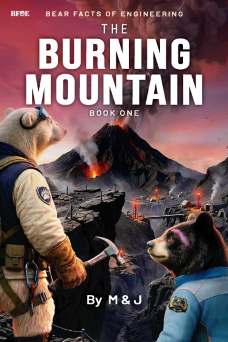 Flat front cover of The Burning Mountain, Book One of Bear Facts of Engineering